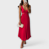 Nadia - Summer Dress with Back Cut-Out and Pleated Detail