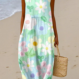 Coralie — Boho Midi Dress in Pastel Tones
