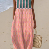 Celia — Boho Midi Dress with stripes