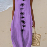 Cara — Boho Midi Dress with a Painterly Print