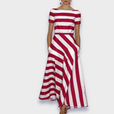 Gina — Long Striped Dress, hand-sewn