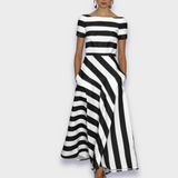 Gina — Long Striped Dress, hand-sewn