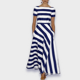 Gina — Long Striped Dress, hand-sewn