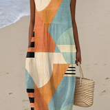 Catherine — Boho Midi Dress with a Geometric Print