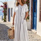 Ella — Midi Dress with a Tie Collar and Pockets