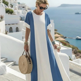 Flavia — Two-Tone Maxi Dress with a Short Sleeve