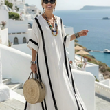 Elizabeth — Short-Sleeve Striped Maxi Dress