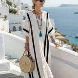 Elizabeth — Short-Sleeve Striped Maxi Dress