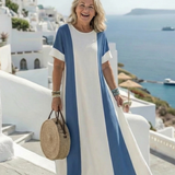 Flavia — Two-Tone Maxi Dress with a Short Sleeve