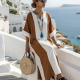 Fern — Maxi Dress with Short Sleeves in a Two-Tone Finish