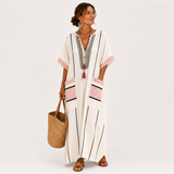 Adara — Cream Striped Kaftan