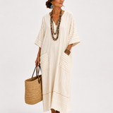 Farah — Beige Striped Kaftan
