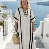 Elizabeth — Short-Sleeve Striped Maxi Dress