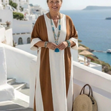 Fern — Maxi Dress with Short Sleeves in a Two-Tone Finish