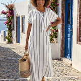 Ella — Midi Dress with a Tie Collar and Pockets