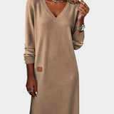 Claire — Soft V-Neck Midi Dress