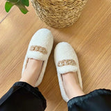 Odessa — Plush Chain-Detail Loafers