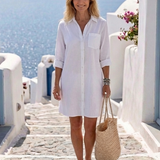 Fleur — Long-Sleeve Collared Shirt Dress