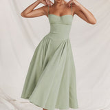 Nora — Strapless Midi Dress with a Corset Top