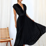 Olivia — Sleeveless Pleated Dress with a Zip