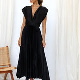 Olivia — Sleeveless Pleated Dress with a Zip