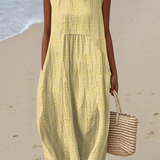 Cassandra — Boho Midi Dress with Embroidery