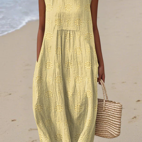 Cassandra — Boho Midi Dress with Embroidery