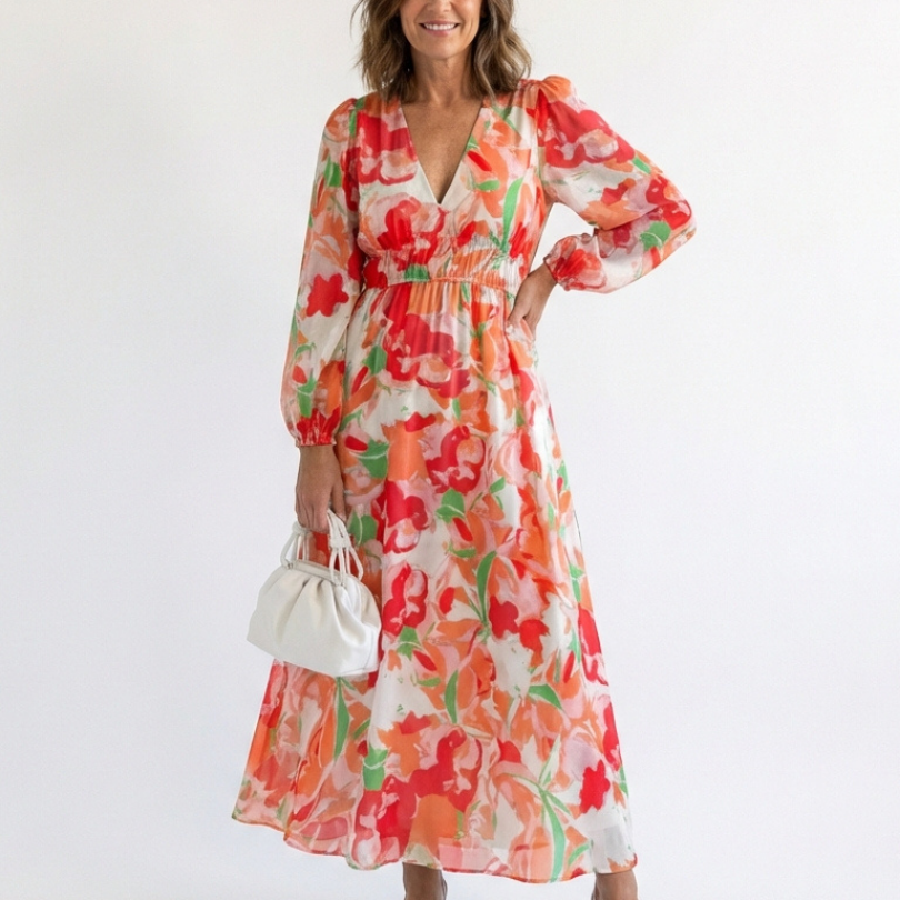 Ashleigh — Long-Sleeve Floral-Print Maxi Dress