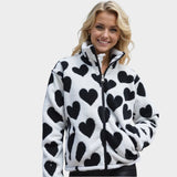 Dianne — Reversible Heart-Print Fleece Jacket