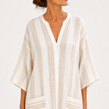 Aisha — White Striped Kaftan