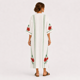 Elena — White Floral (Roses) Kaftan