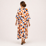 Layla — Orange Geometric-Print Kaftan