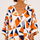 Layla — Orange Geometric-Print Kaftan
