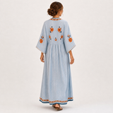 Marina — Blue Embroidered Kaftan