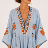 Marina — Blue Embroidered Kaftan