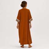 Nadia — Terracotta Ethnic-Print Kaftan