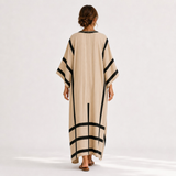 Salma — Beige with Black Stripes Kaftan