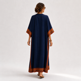 Samira — Blue Ethnic-Print Kaftan