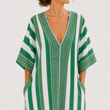Zoé — Green Striped Kaftan