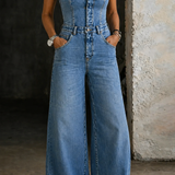 Evie - Strapless Denim Dungarees