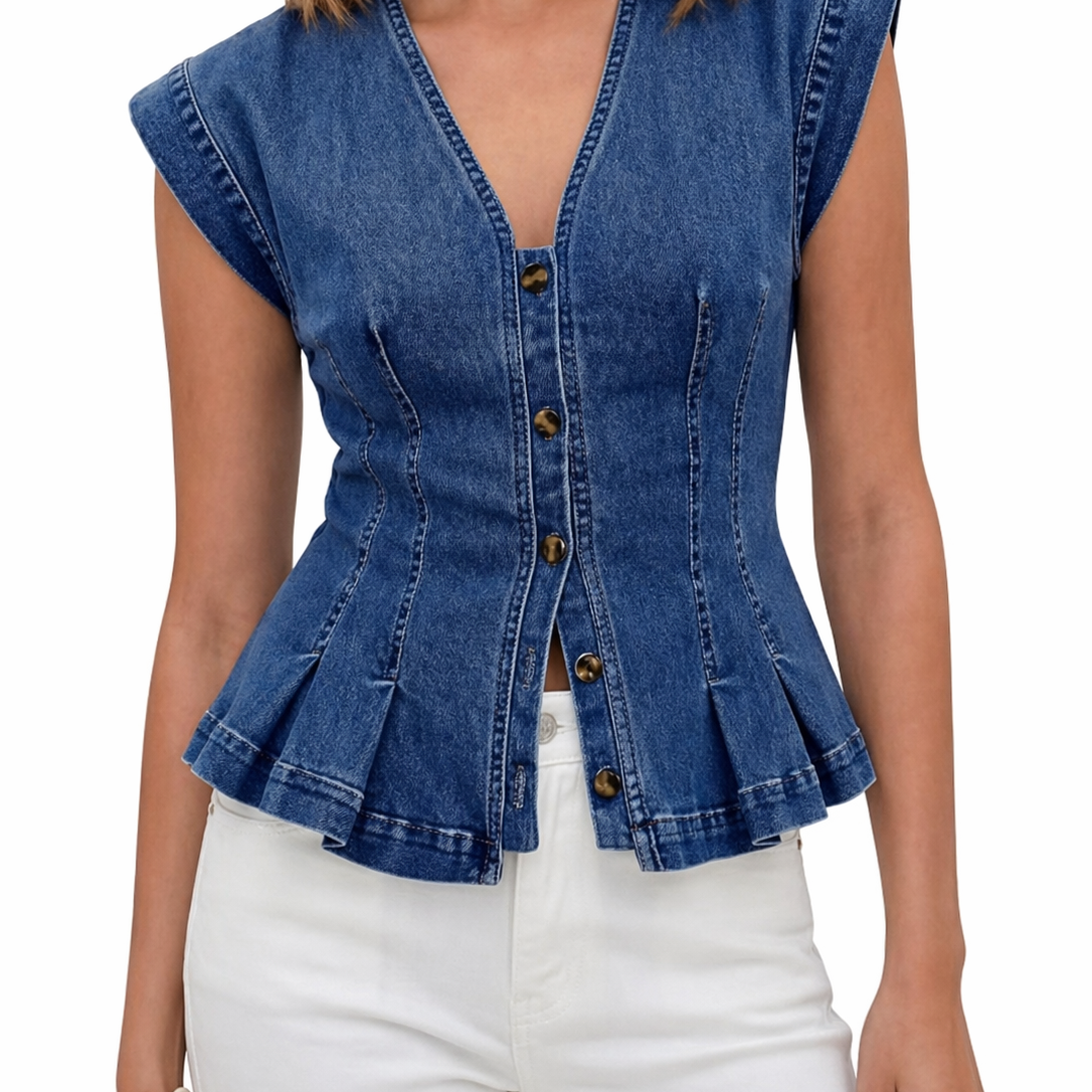 Isobel - V-Neck Denim Top