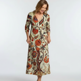 Aurelia — Floral Midi Dress with Long Sleeves and a V-Neckline