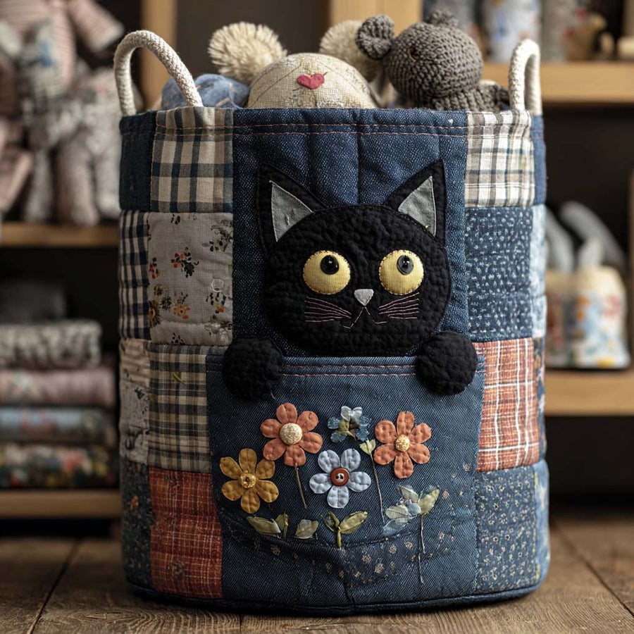 Denim Kitty - Laundry Basket