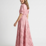 Ariana — Short-Sleeve Maxi Dress with a Floral-Print Belt