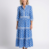 Arabella — Midi Dress with Three-Quarter Sleeves and a Chain Print