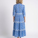 Arabella — Midi Dress with Three-Quarter Sleeves and a Chain Print