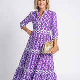 Arabella — Midi Dress with Three-Quarter Sleeves and a Chain Print