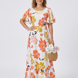 Isadora — Short-Sleeve Maxi Dress with a Round Neckline