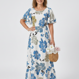 Isadora — Short-Sleeve Maxi Dress with a Round Neckline