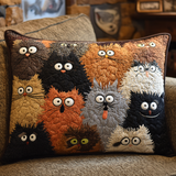 Fluffy Cat Gang quilted cushion cover